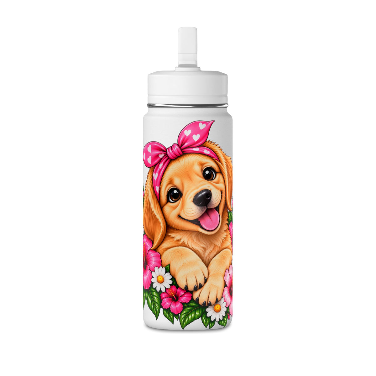 Puppy Floral 20oz Water Bottle