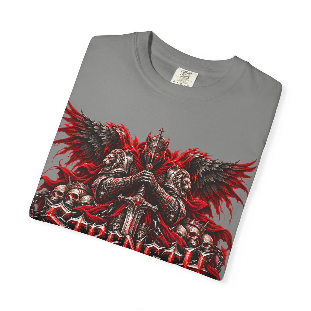 Strength Warrior T-Shirt — Gothic Skull Wings Graphic Tee