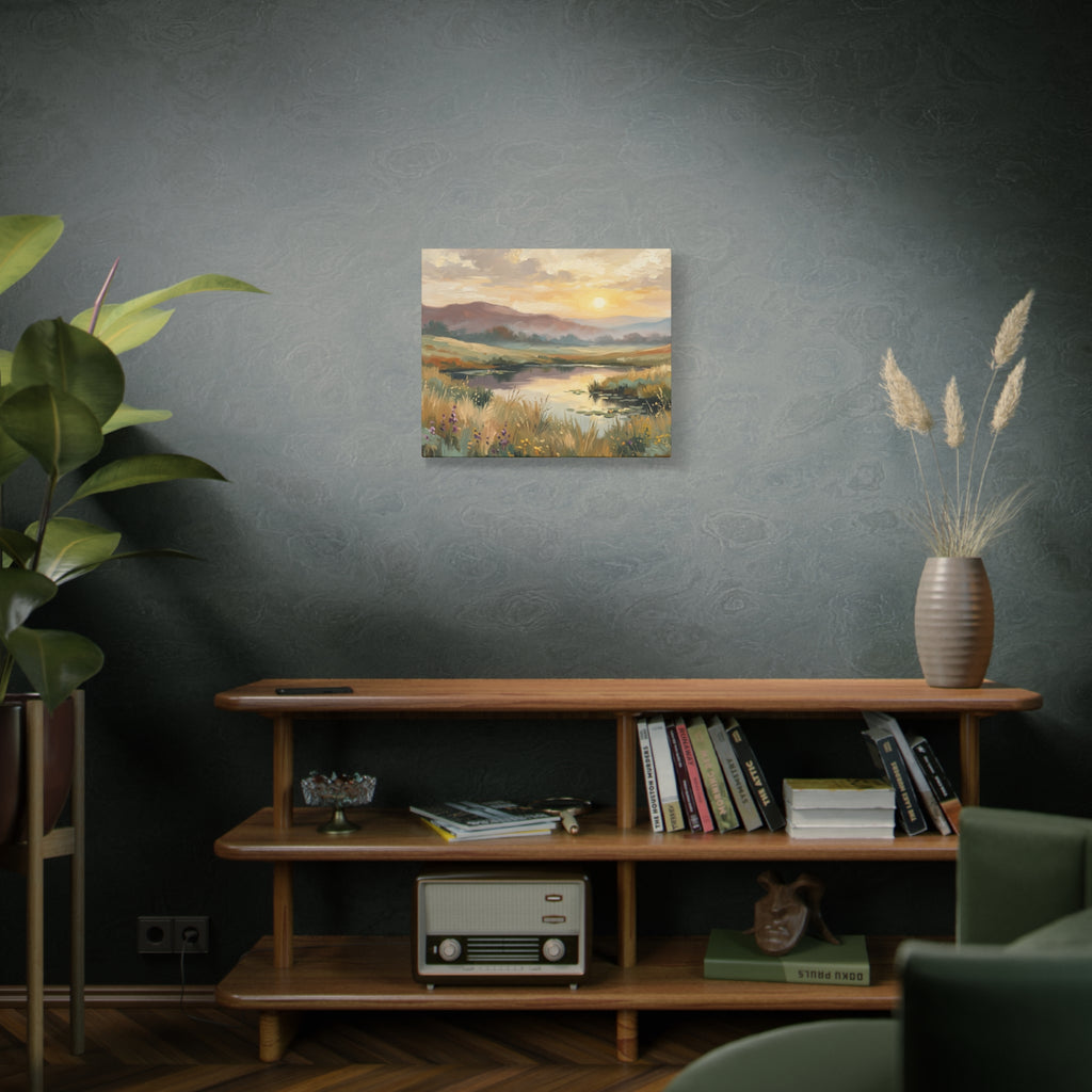 Sunset Meadow Canvas Wall Art — Stretched Matte Landscape Print