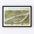 Vintage Map of Wheeling, West Virginia 1870