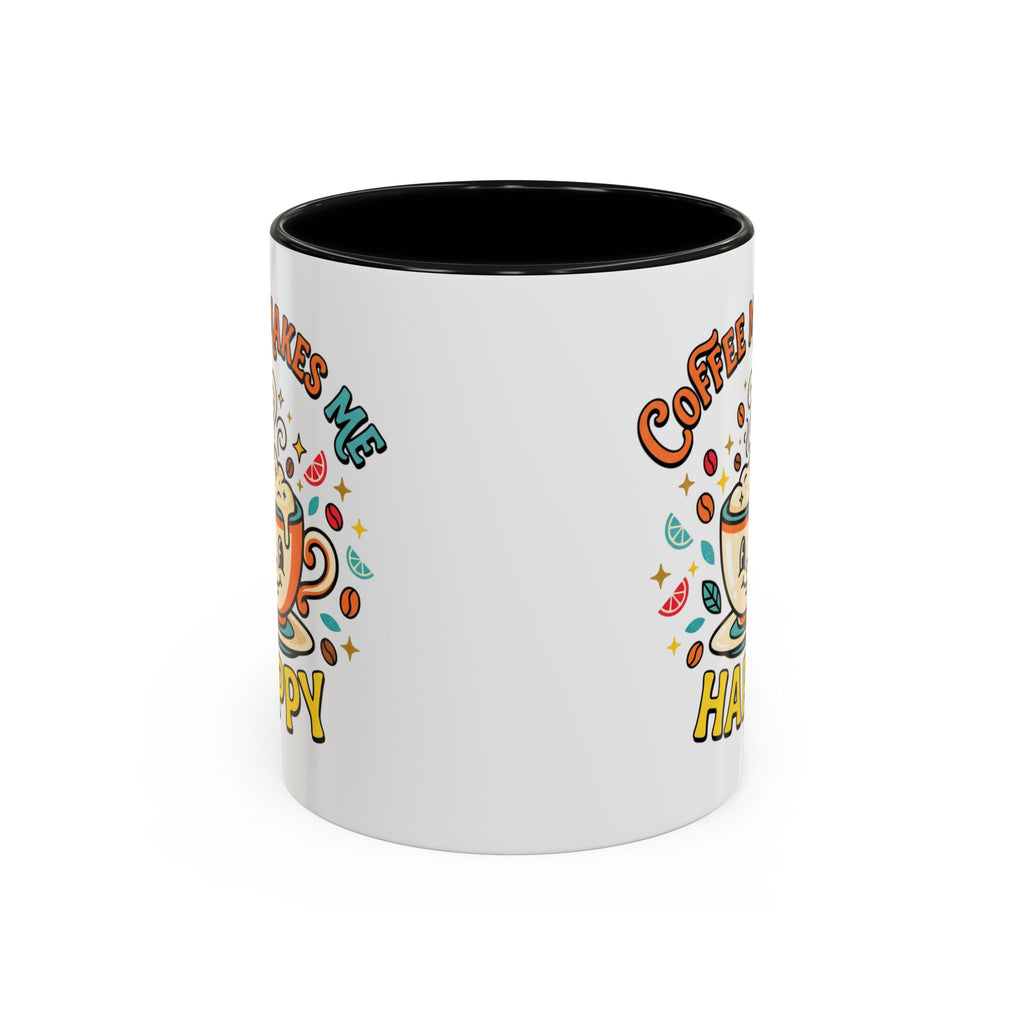Coffee Mug — "Coffee Makes Me Happy" Cute Retro Accent Mug (11/15oz)