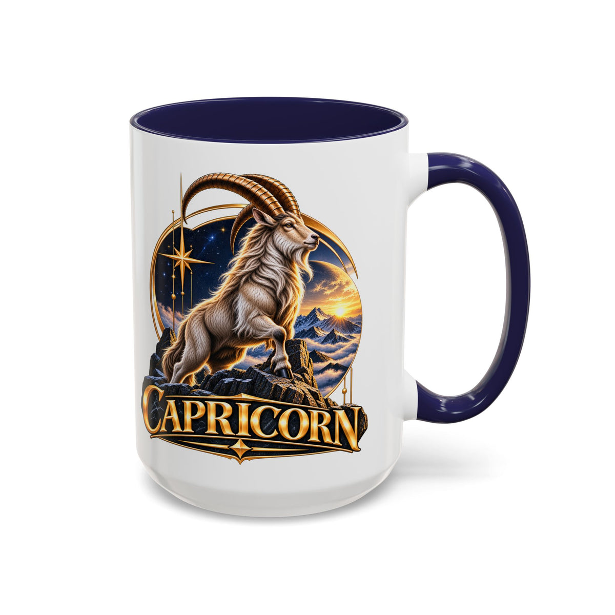 Capricorn Zodiac Coffee Mug — Astrological Goat Accent Mug (11/15oz)