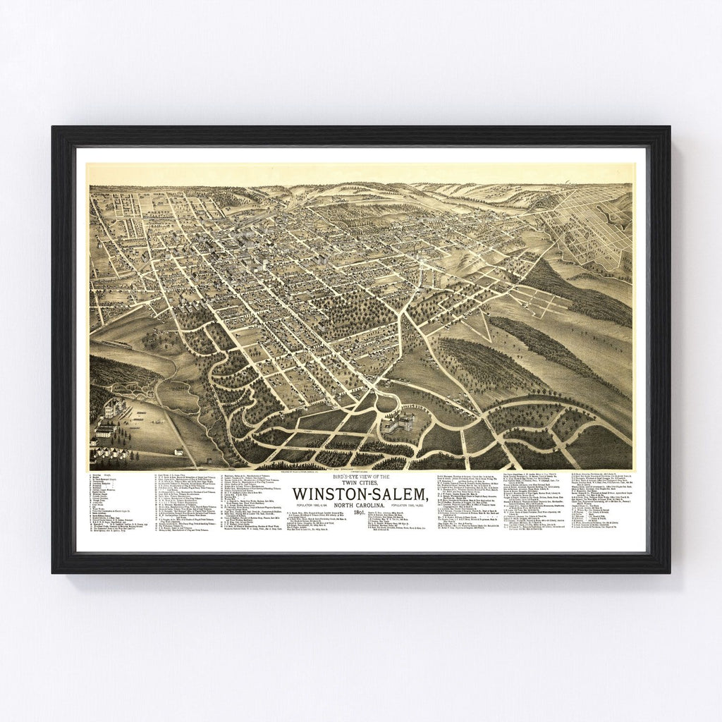 Vintage Map of Winston-Salem, North Carolina 1891