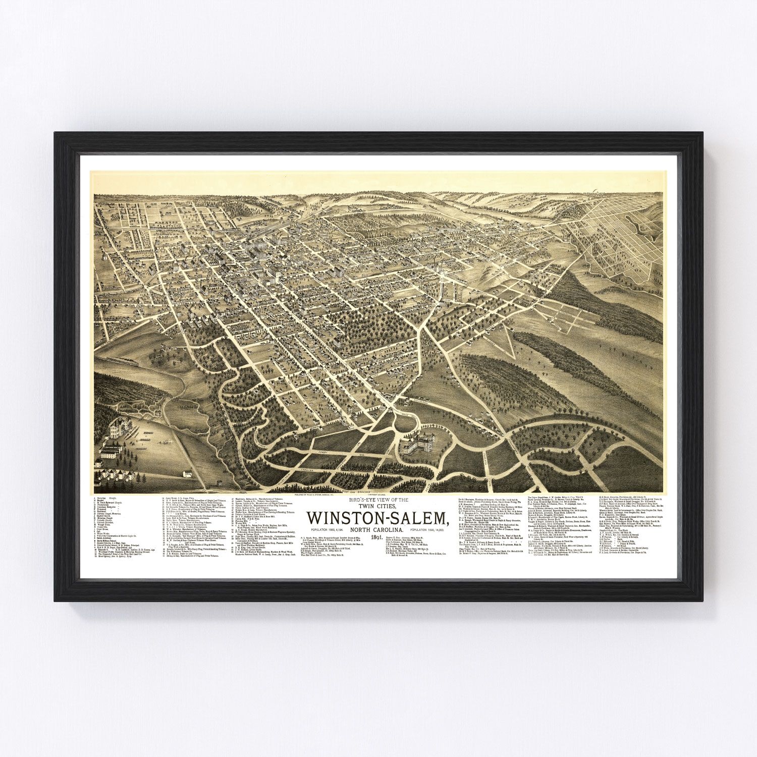Vintage Map of Winston-Salem, North Carolina 1891