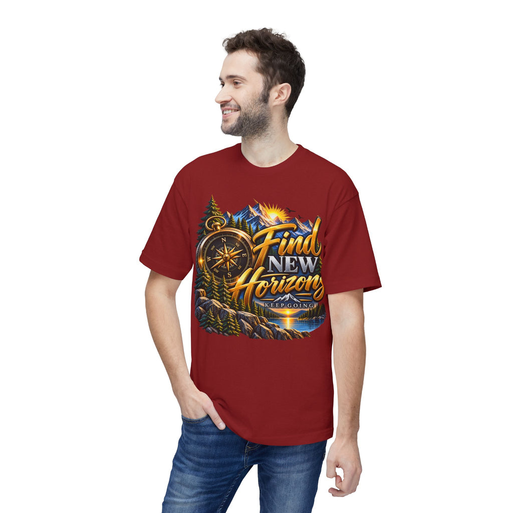 Find New Horizons T-Shirt — Adventure Compass Mountain Graphic Tee