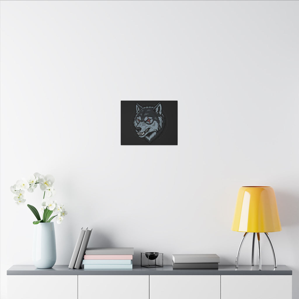 Wolf Head Canvas Wall Art — Fierce Gray Wolf Portrait Matte Stretched