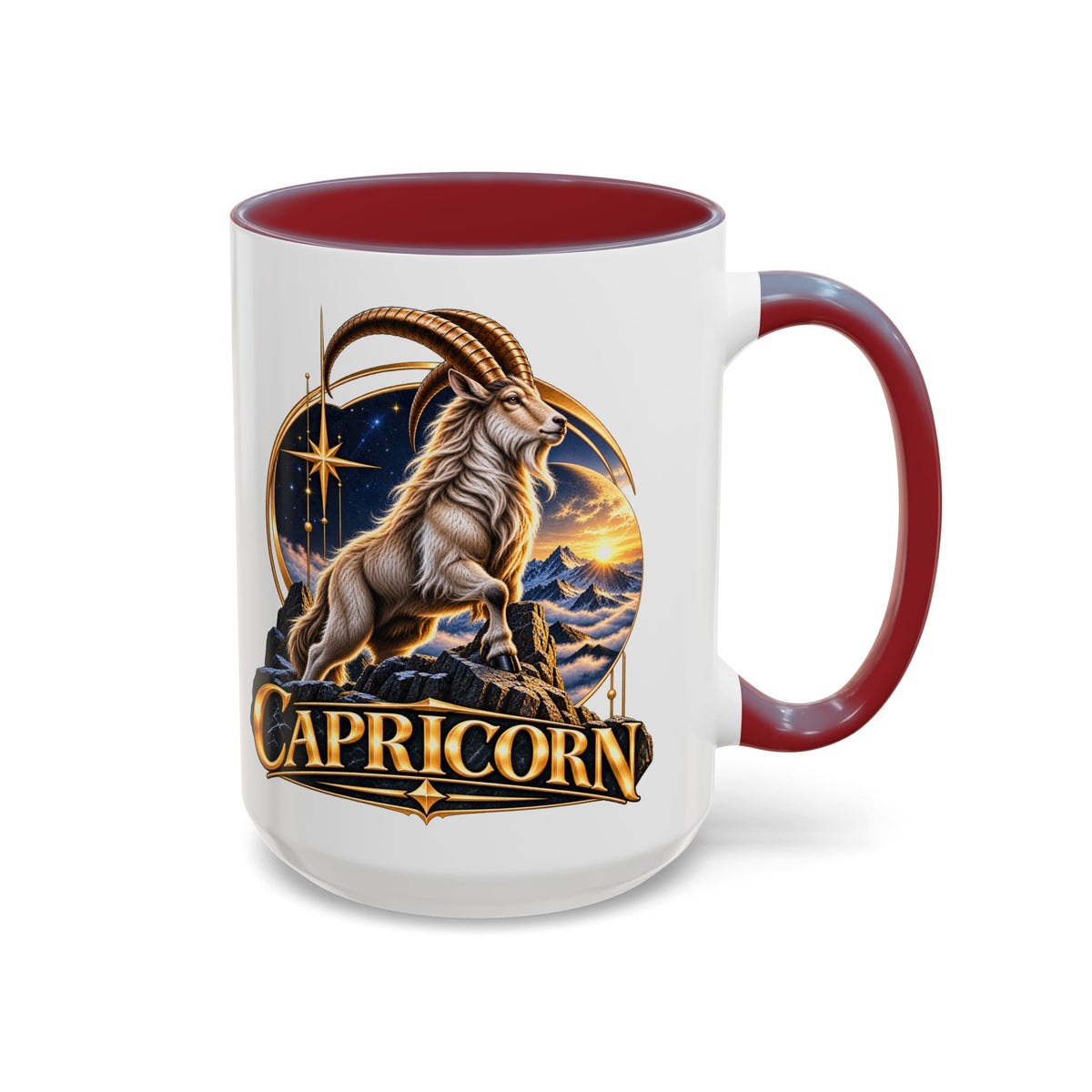 Capricorn Zodiac Coffee Mug — Astrological Goat Accent Mug (11/15oz)
