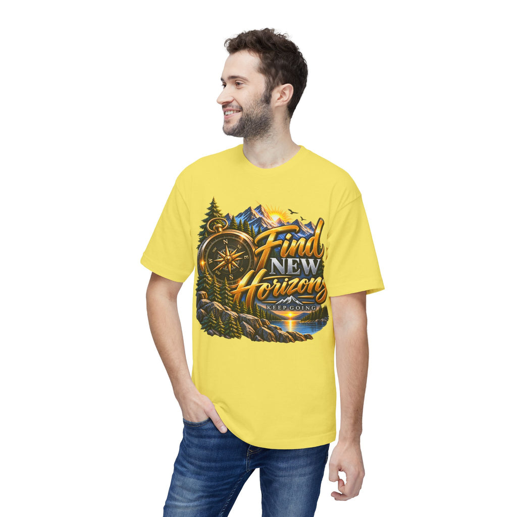 Find New Horizons T-Shirt — Adventure Compass Mountain Graphic Tee