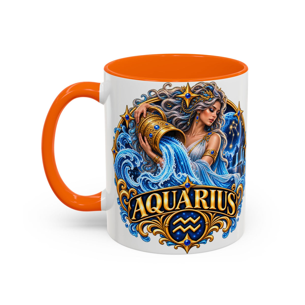 Aquarius Zodiac Coffee Mug — Illustrated Water Bearer Astrology Gift (11/15oz)