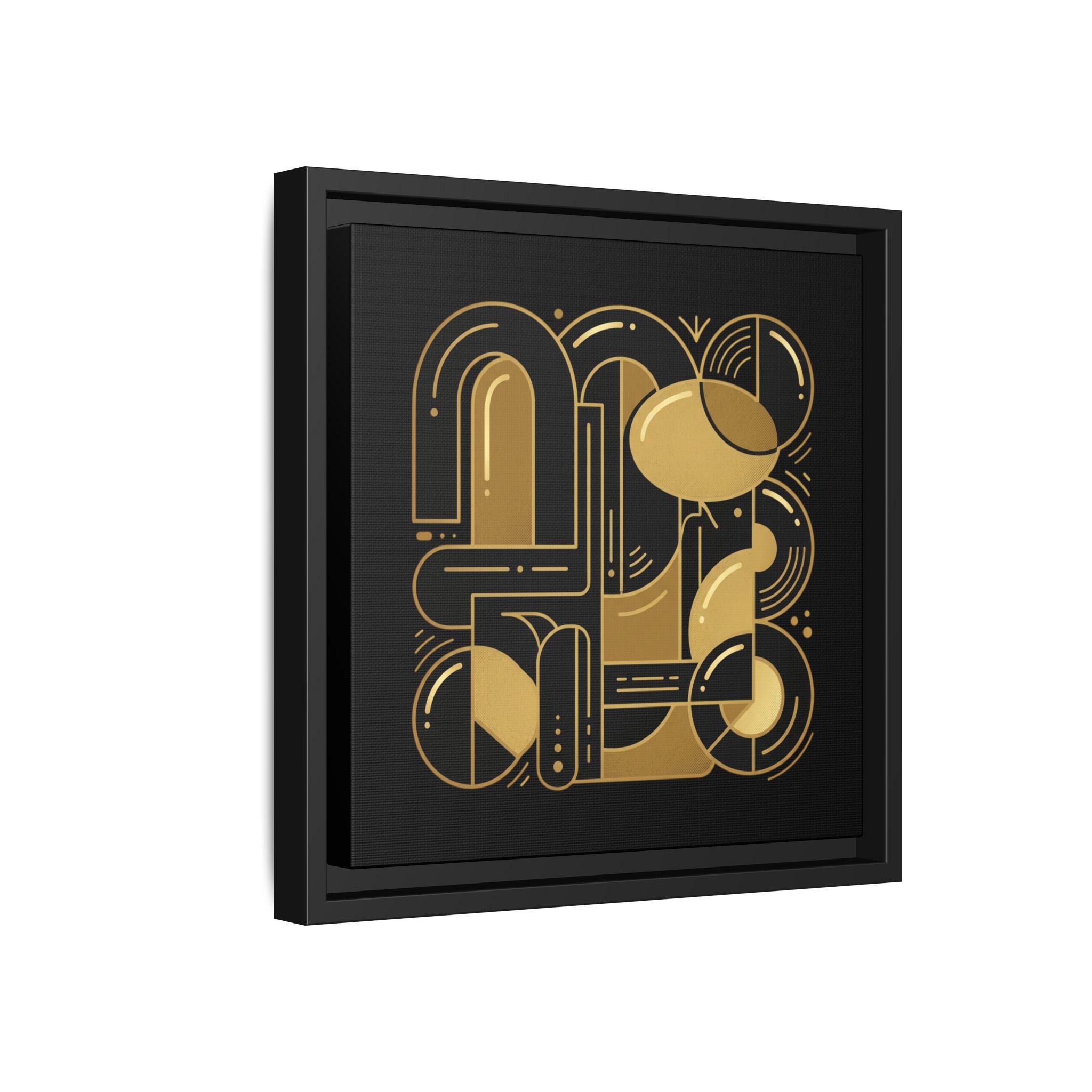 Gold Geometric Art Print — Framed Matte Canvas