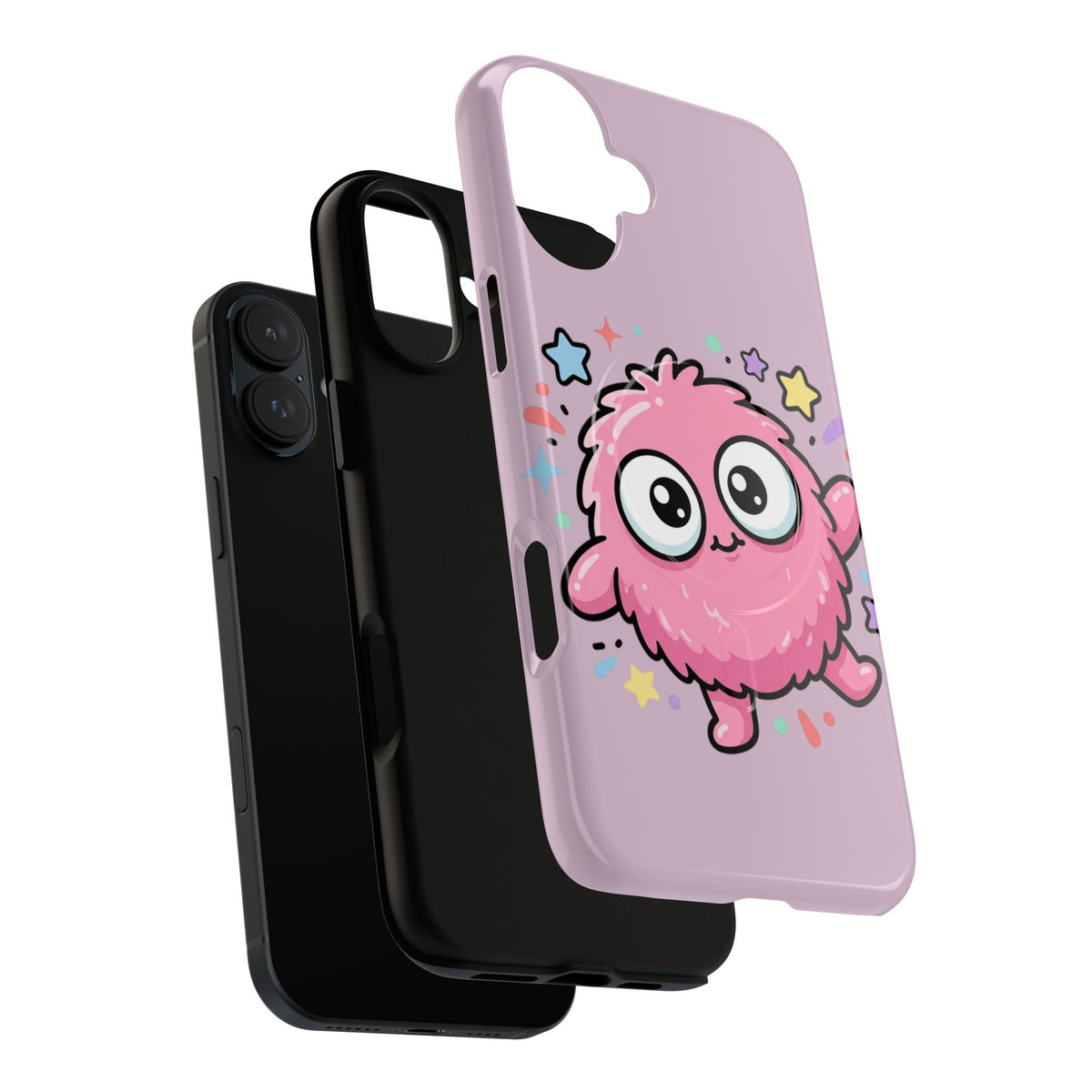 Cute Pink Fuzzy Monster Tough Magnetic Phone Case — Cute Kawaii Protective iPhone Cover