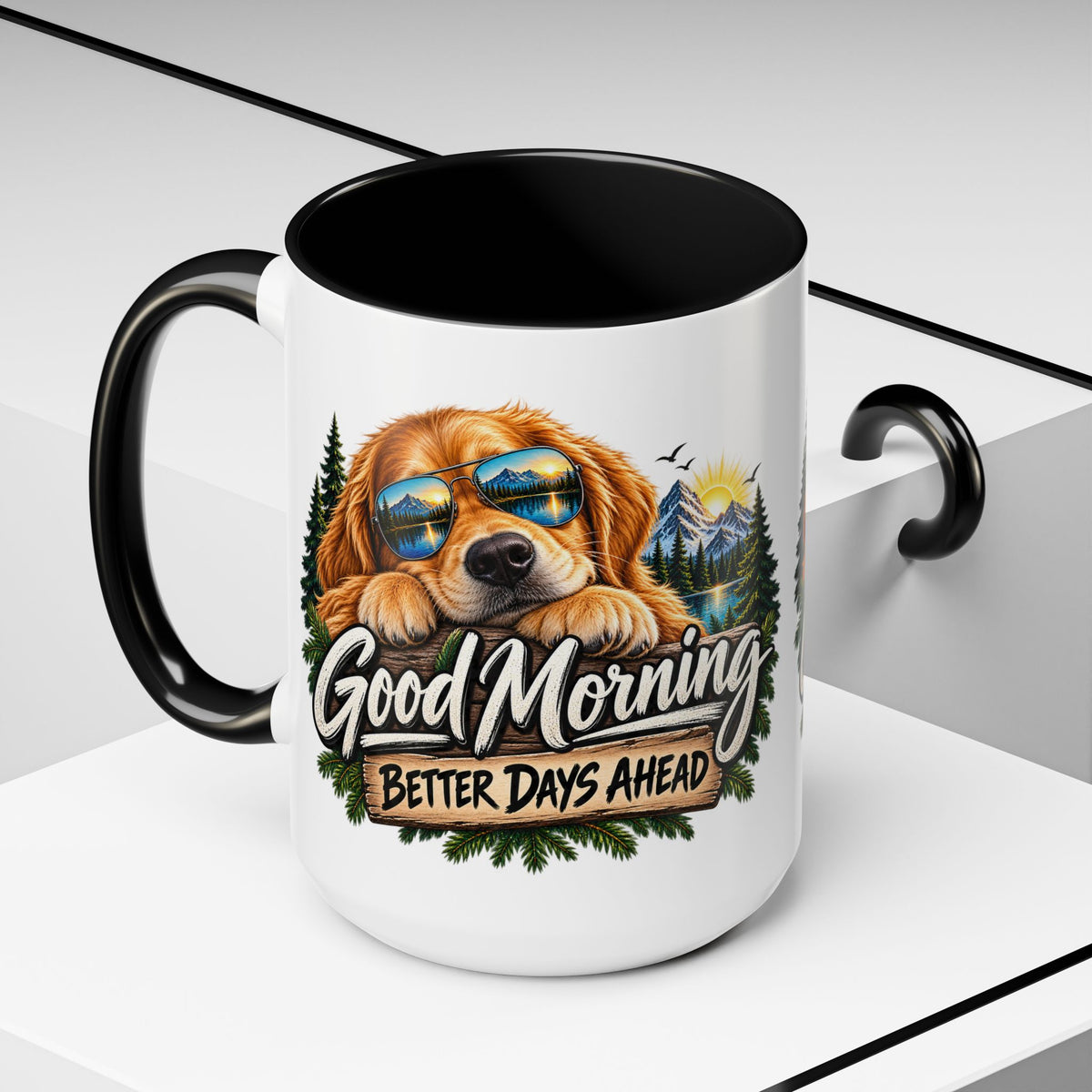 Good Morning Dog Coffee Mug — 'Good Morning, Better Days Ahead' Accent Mug