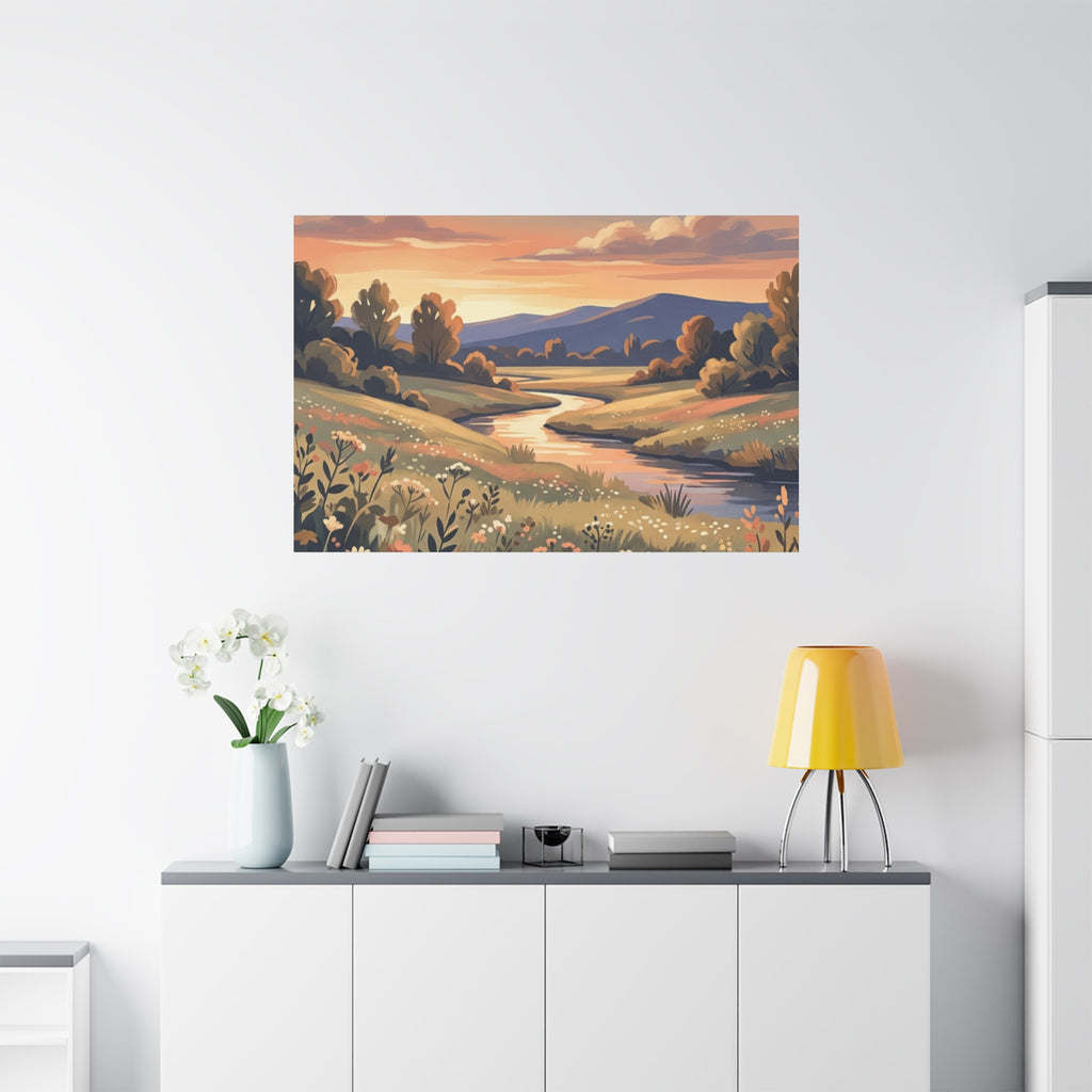 Sunset Meadow Canvas Wall Art