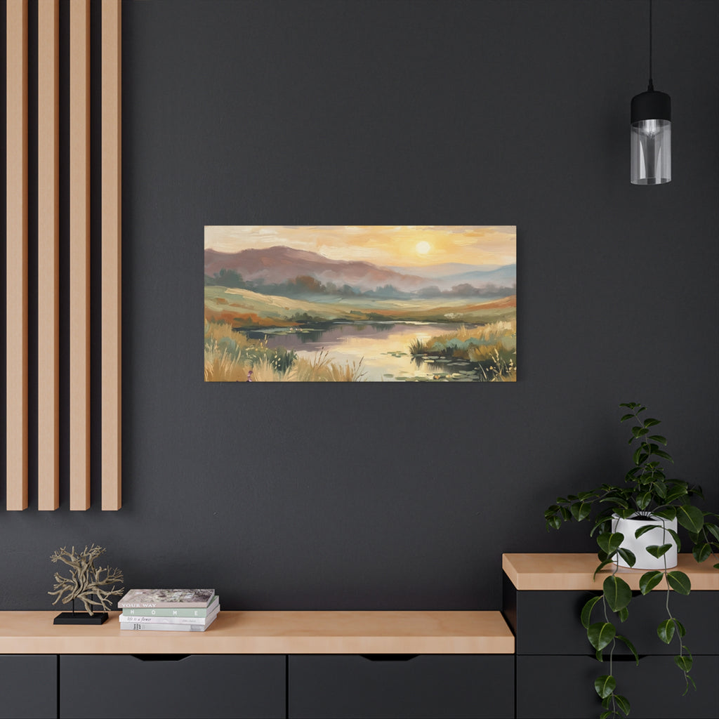 Sunset Meadow Canvas Wall Art — Stretched Matte Landscape Print