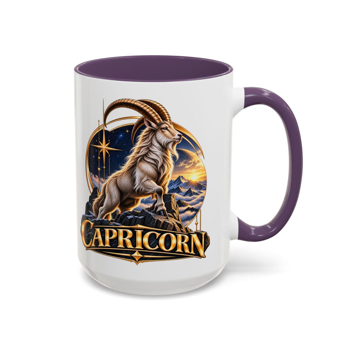 Capricorn Zodiac Coffee Mug — Astrological Goat Accent Mug (11/15oz)