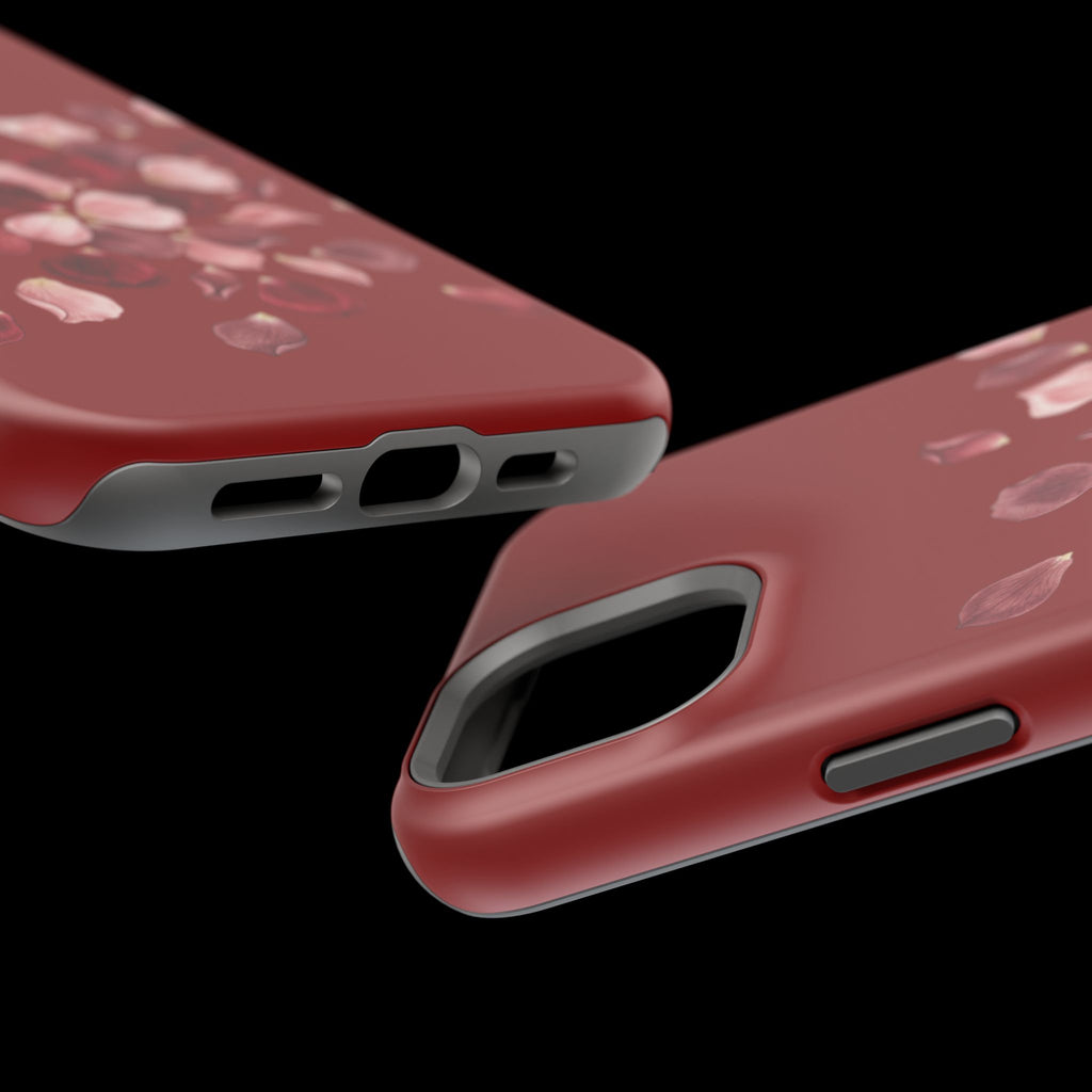 Phone Case — Red Floral Petal Magnetic Impact-Resistant Cover