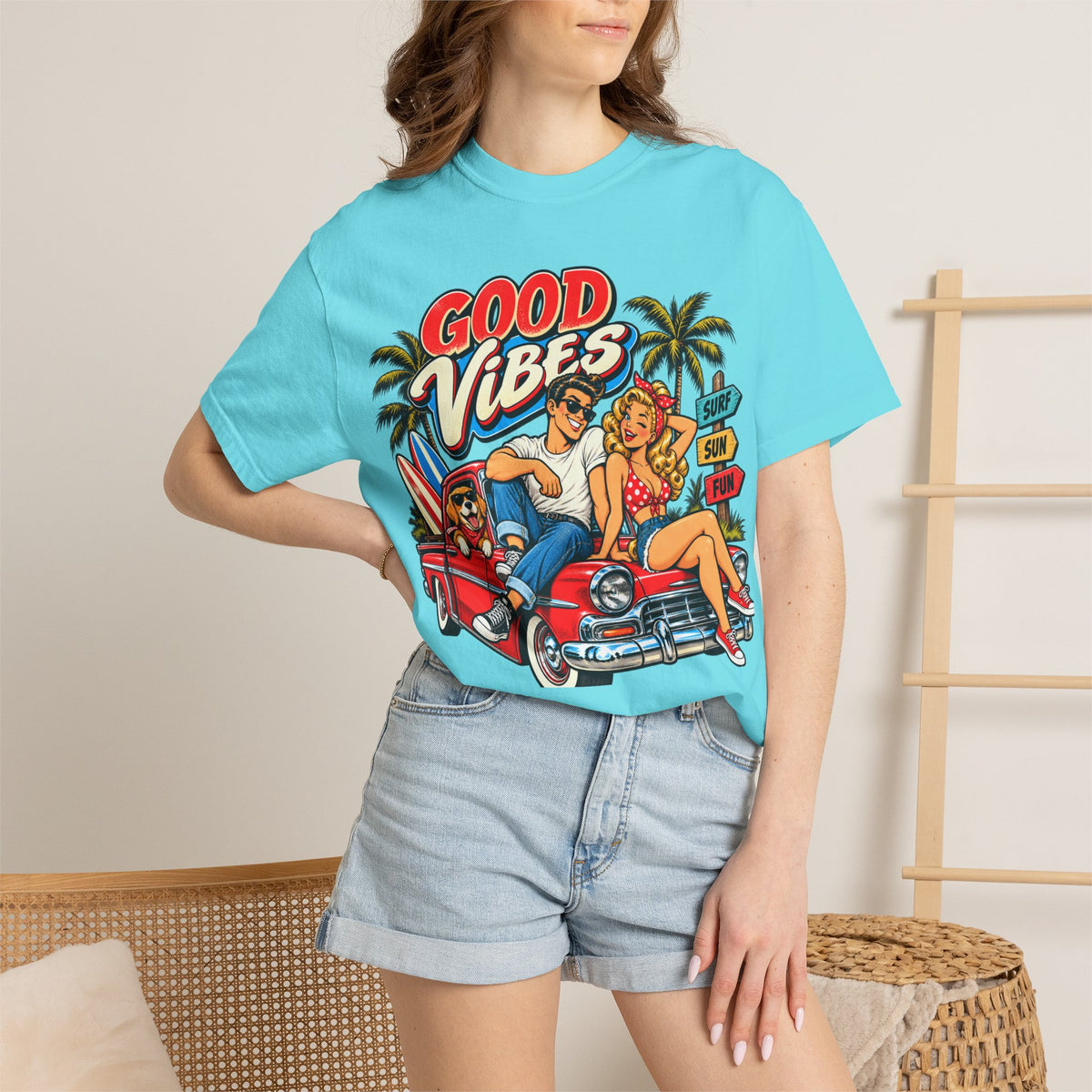 Good Vibes Retro Beach T-Shirt