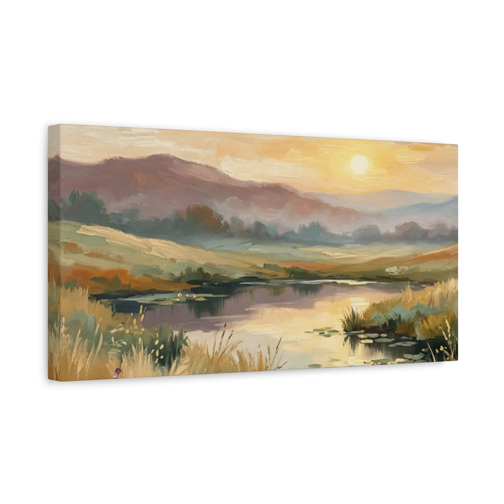 Sunset Meadow Canvas Wall Art — Stretched Matte Landscape Print