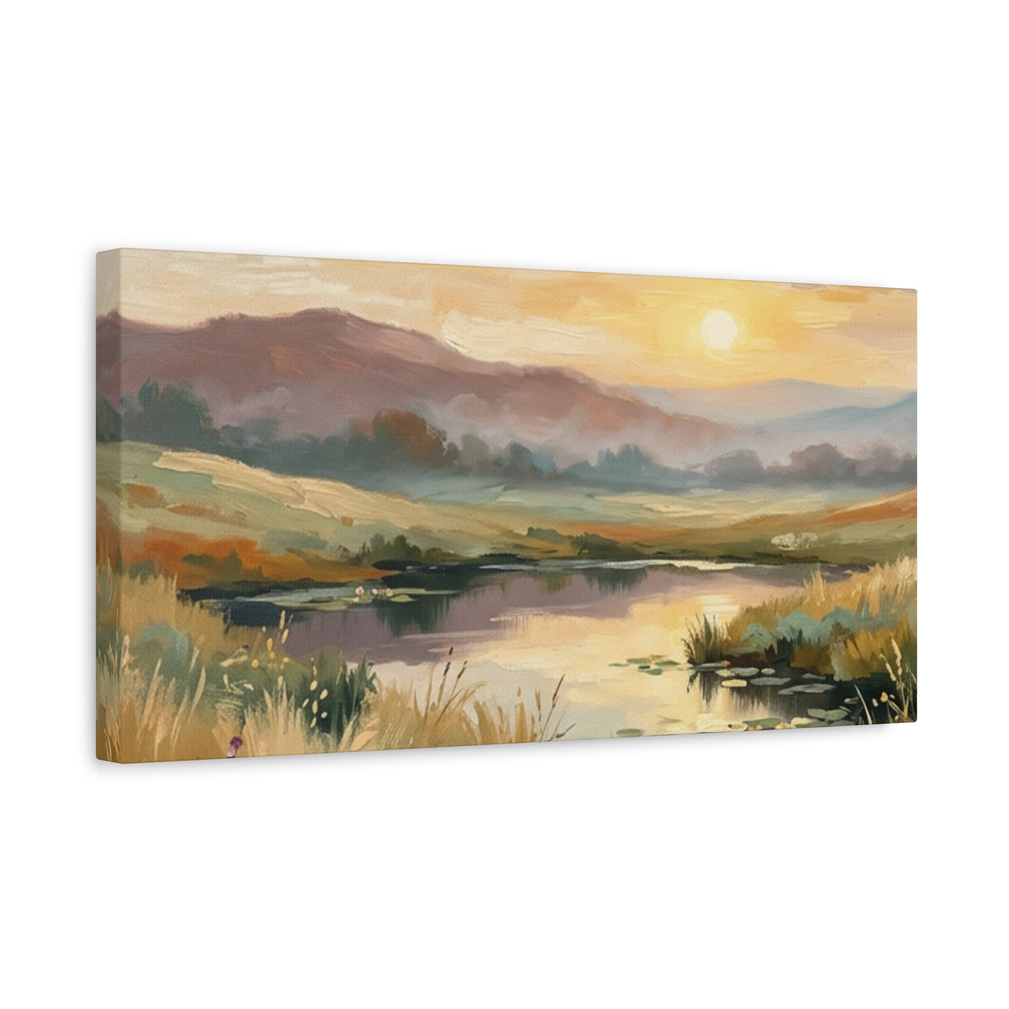 Sunset Meadow Canvas Wall Art — Stretched Matte Landscape Print