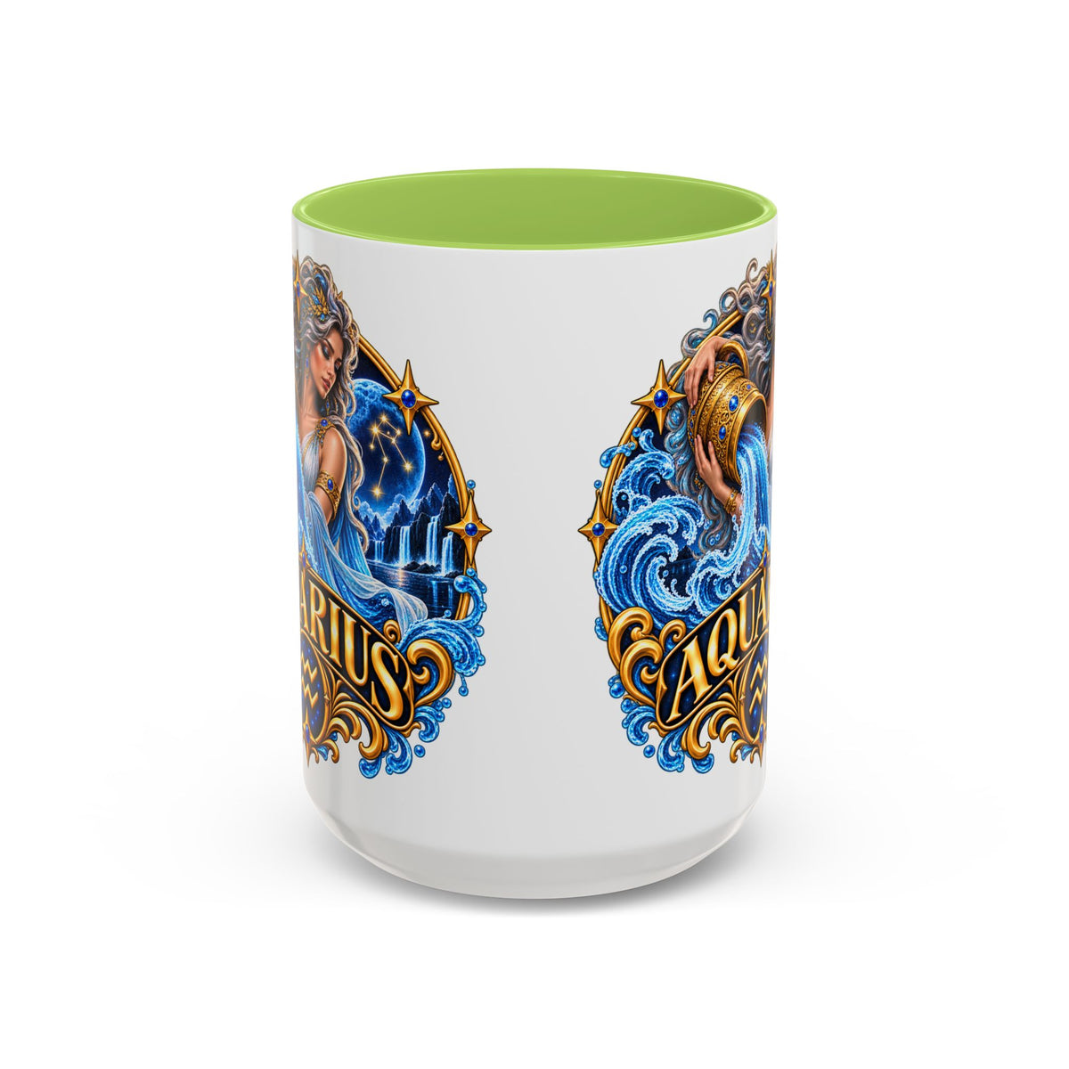 Aquarius Zodiac Coffee Mug — Illustrated Water Bearer Astrology Gift (11/15oz)