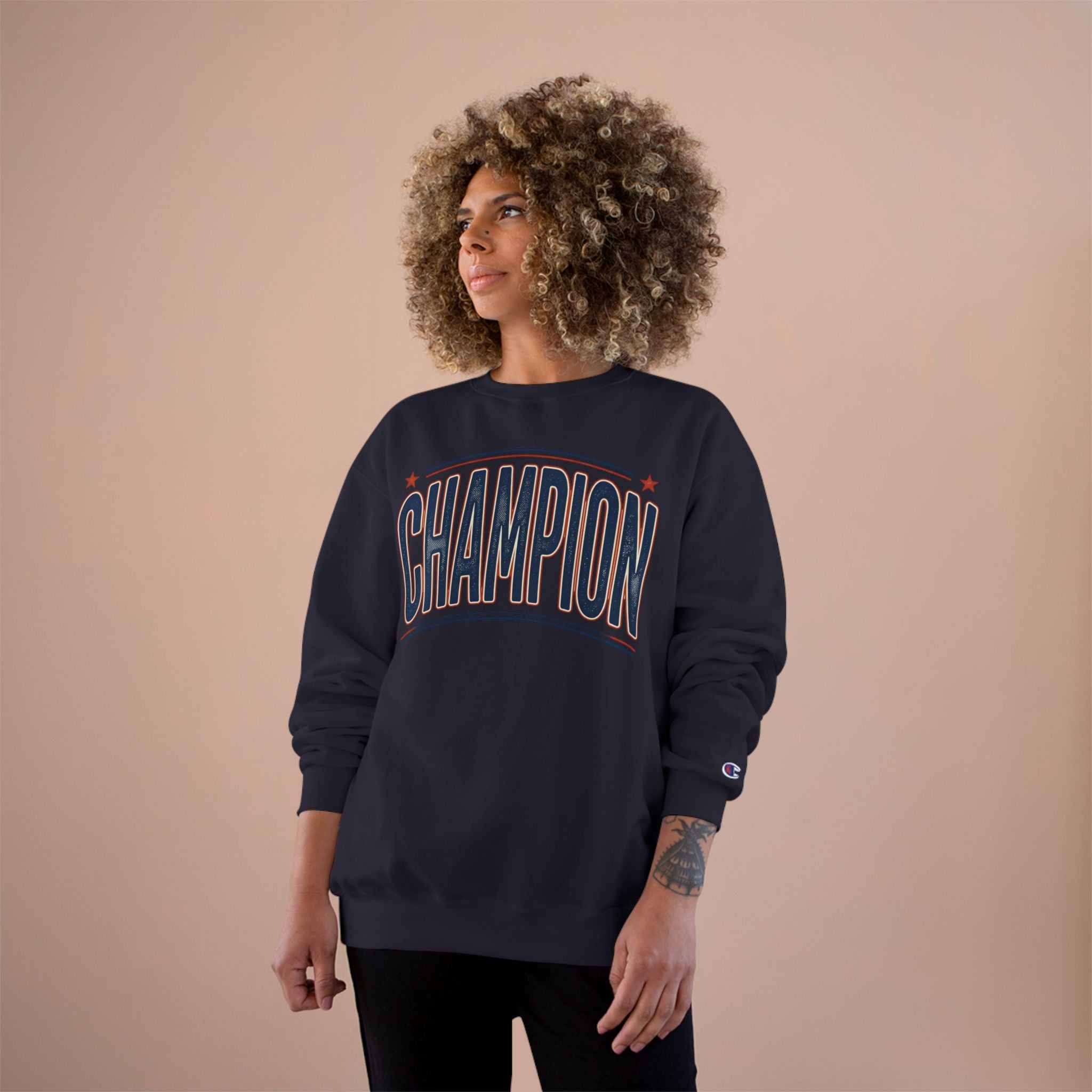 Champion Graphic Sweatshirt — Retro Arch Lettering Pullover