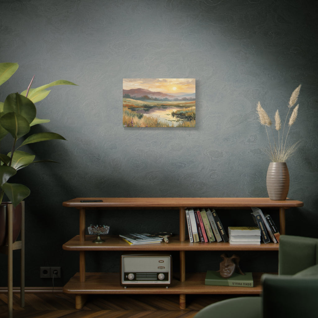 Sunset Meadow Canvas Wall Art — Stretched Matte Landscape Print