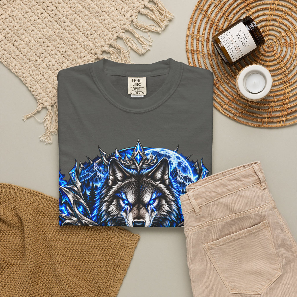 Conqueror Wolf Graphic T-Shirt — Fierce Blue Wolf Design