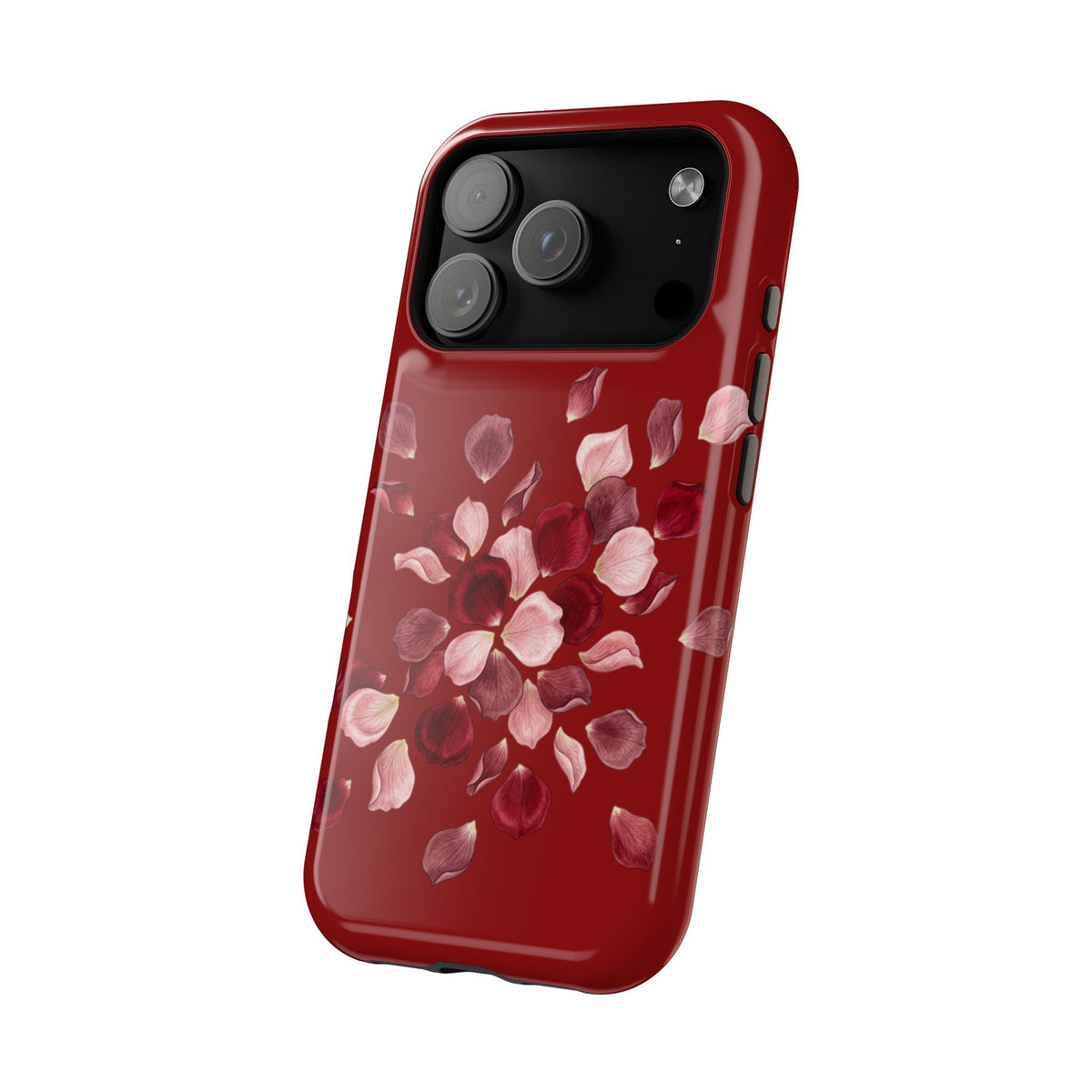 Phone Case — Red Floral Petal Magnetic Impact-Resistant Cover