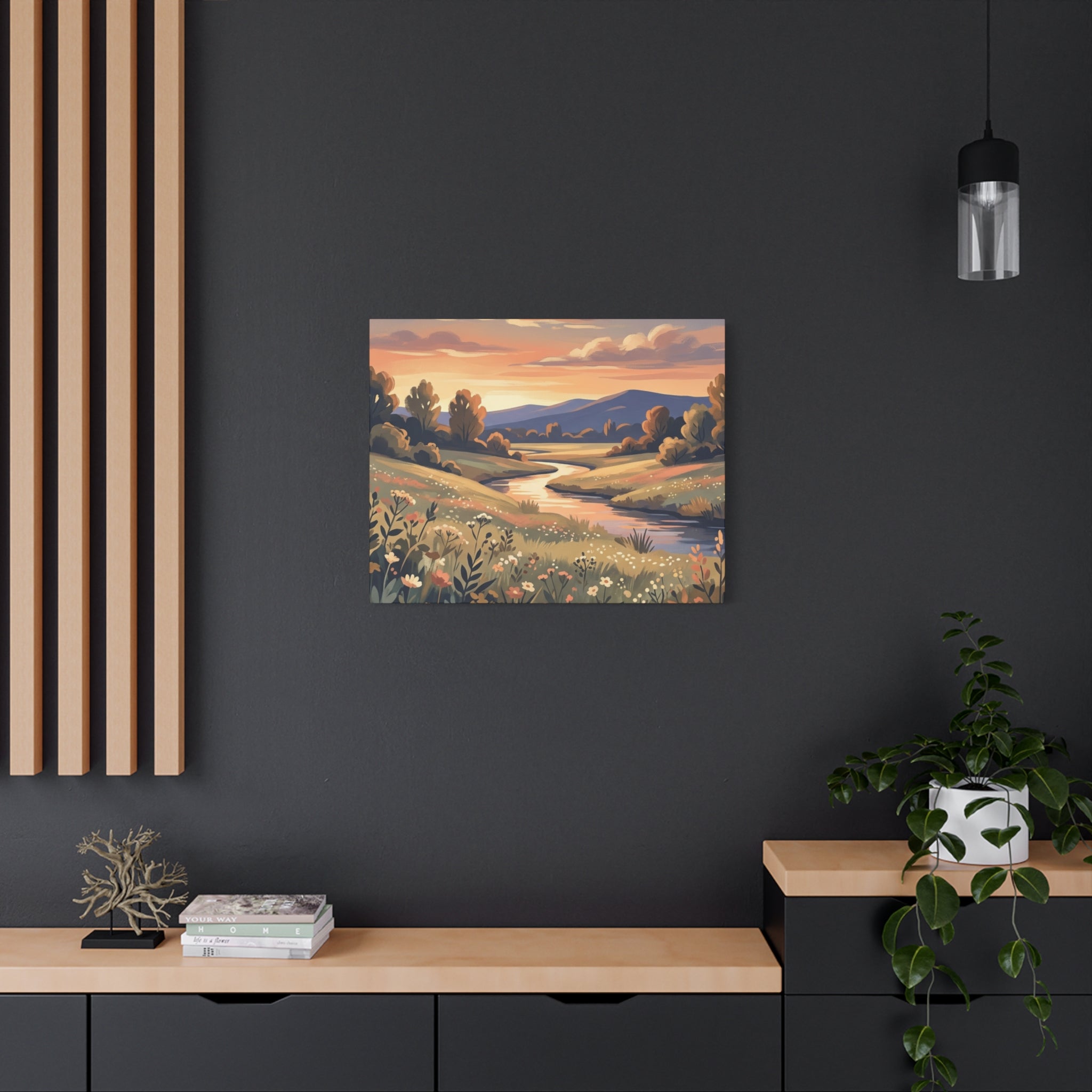 Sunset Meadow Canvas Wall Art
