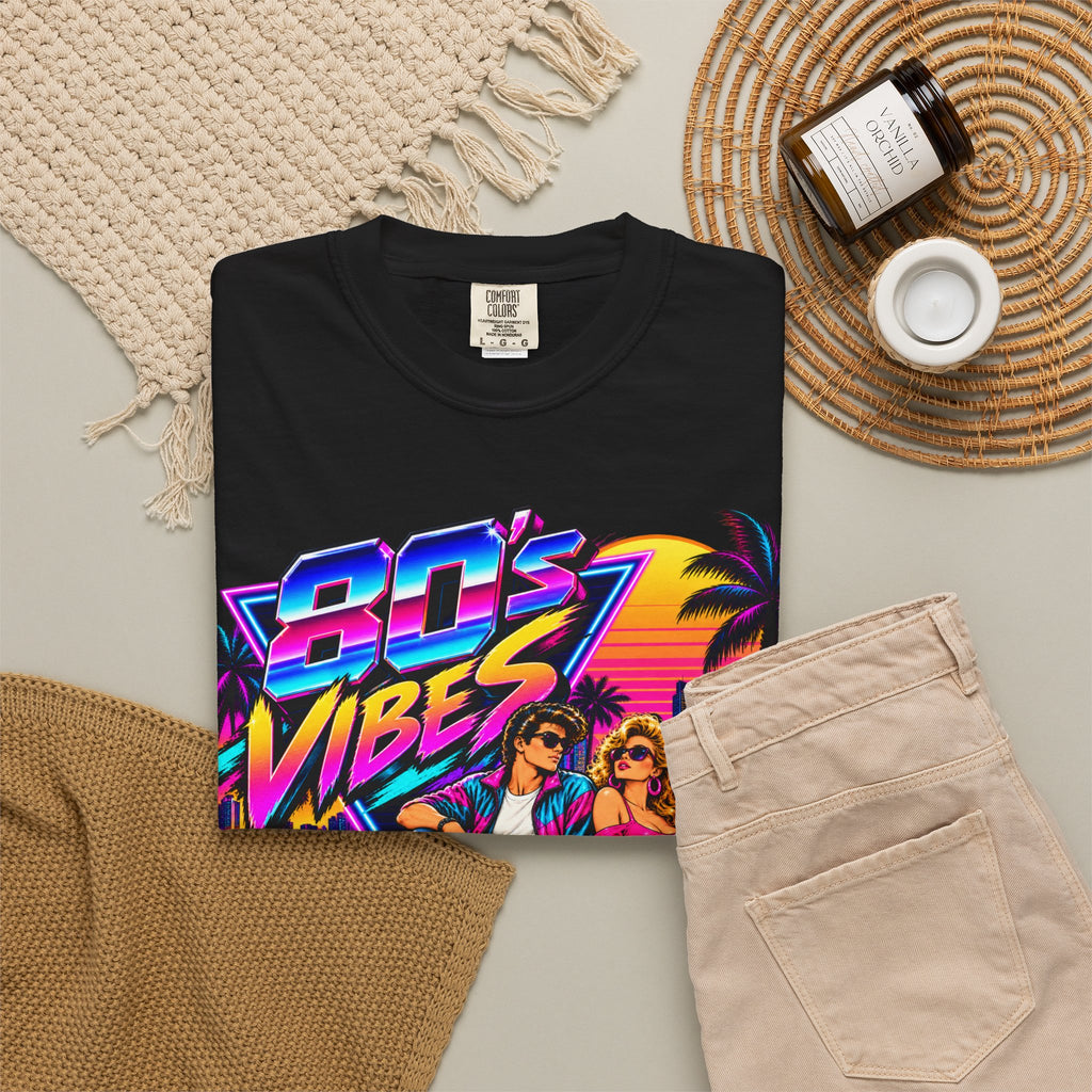 80s Vibes retro car scene T-shirt | neon palm sunset
