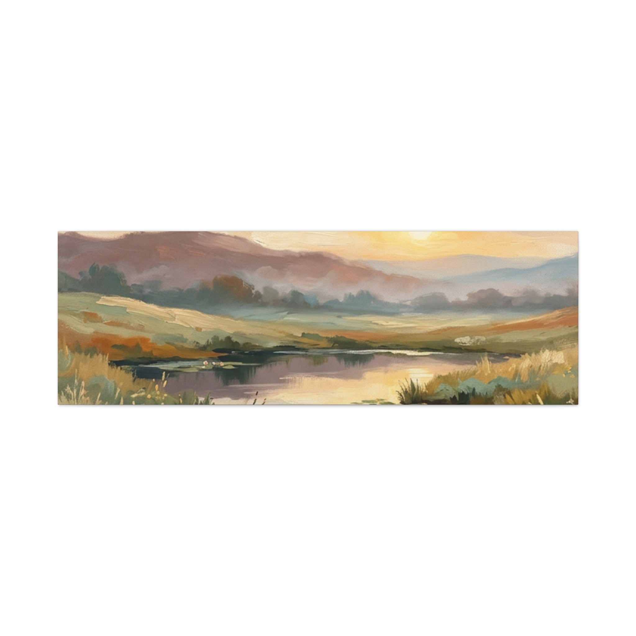 Sunset Meadow Canvas Wall Art — Stretched Matte Landscape Print