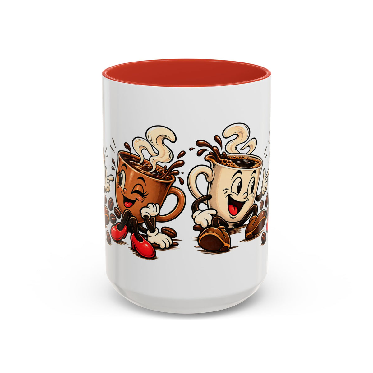 Coffee Cartoon Mug — Cute Dancing Coffee Cups Accent Mug