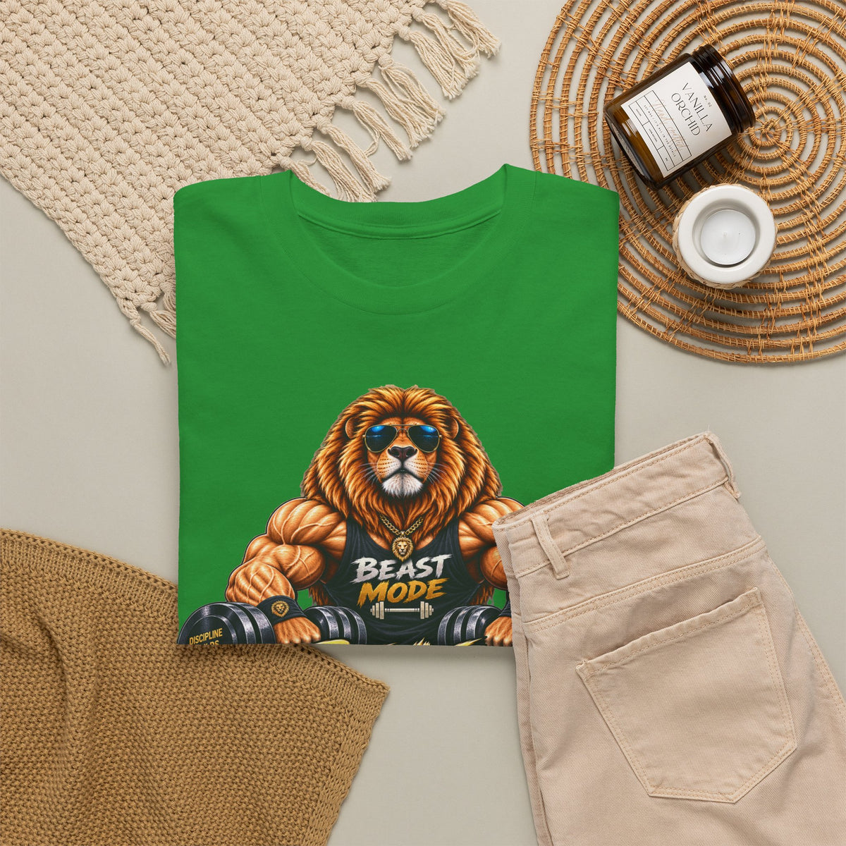 Beast Mode Lion T-Shirt — Workout Gym Fitness Tee