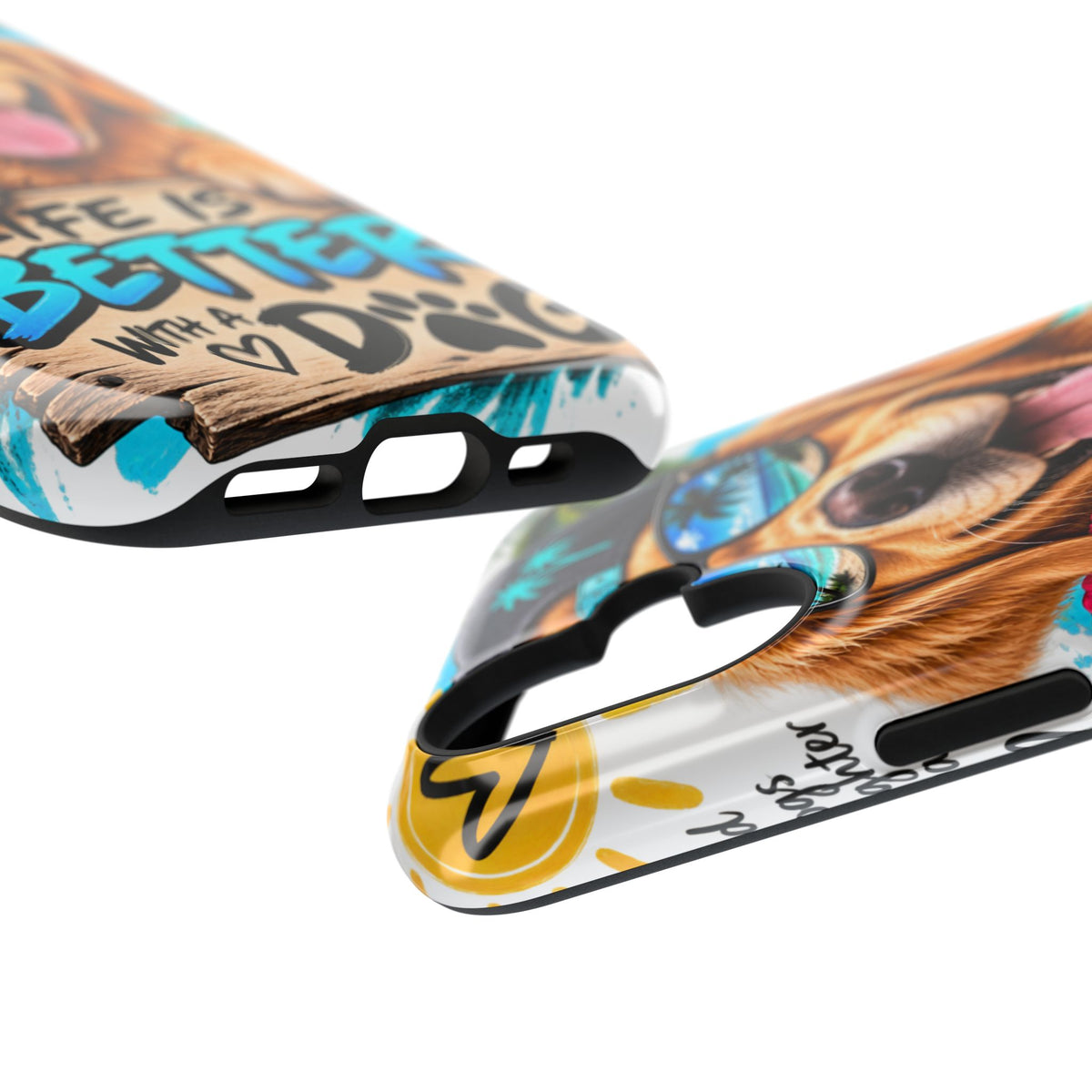 Impact-Resistant Phone Case — "Life Is Better With a Dog" Tropical Dog Design
