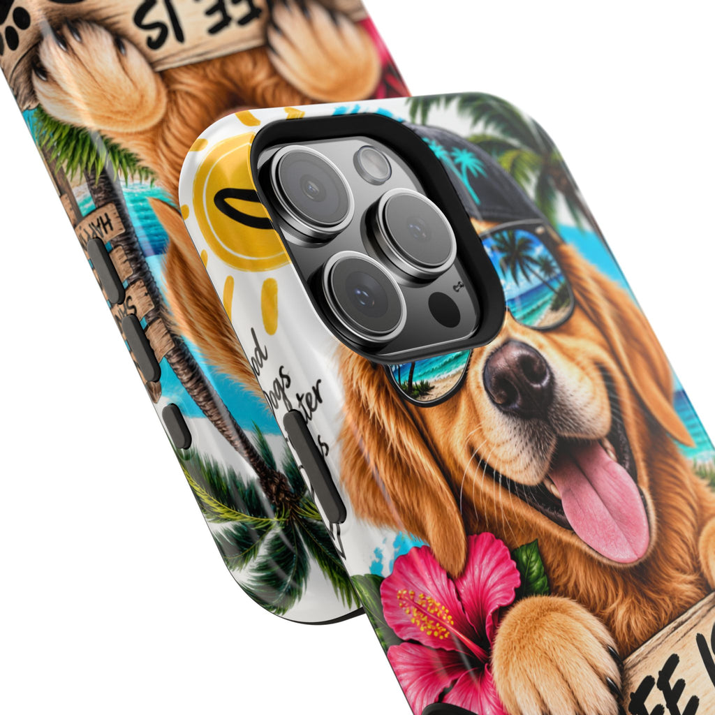 Impact-Resistant Phone Case — "Life Is Better With a Dog" Tropical Dog Design