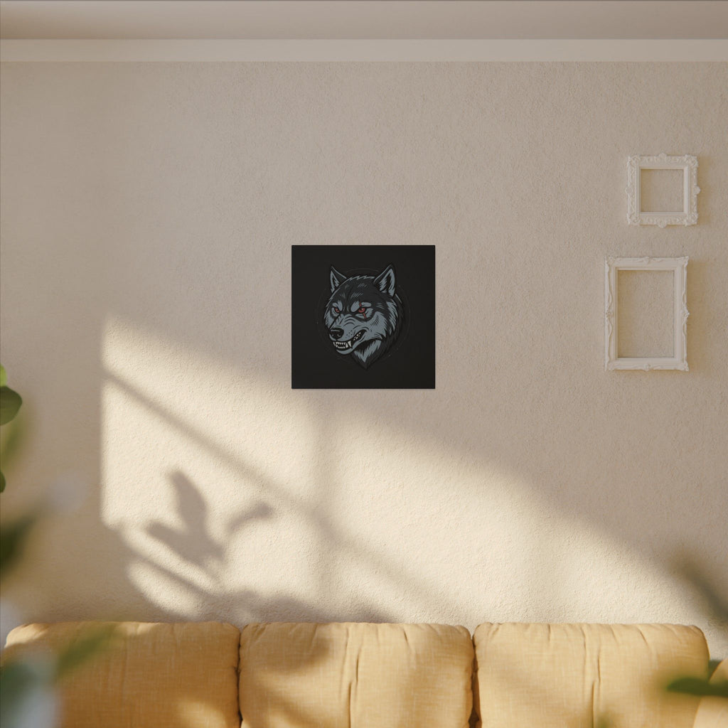 Wolf Head Canvas Wall Art — Fierce Gray Wolf Portrait Matte Stretched