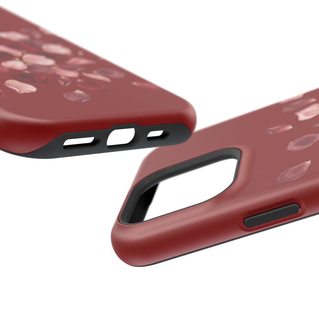 Phone Case — Red Floral Petal Magnetic Impact-Resistant Cover
