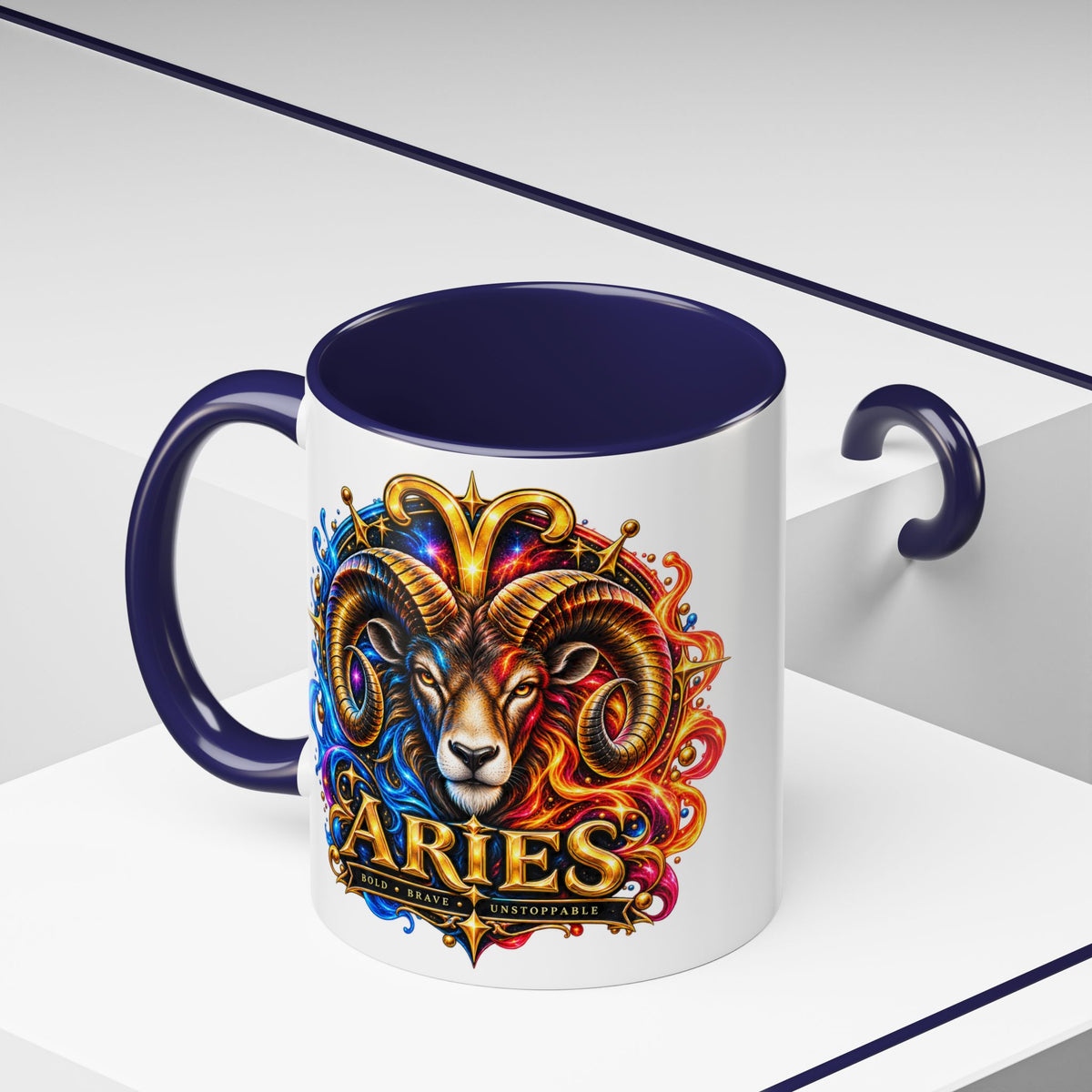 Aries Zodiac Coffee Mug — Colorful Ram Astrology Accent Mug (11/15oz)