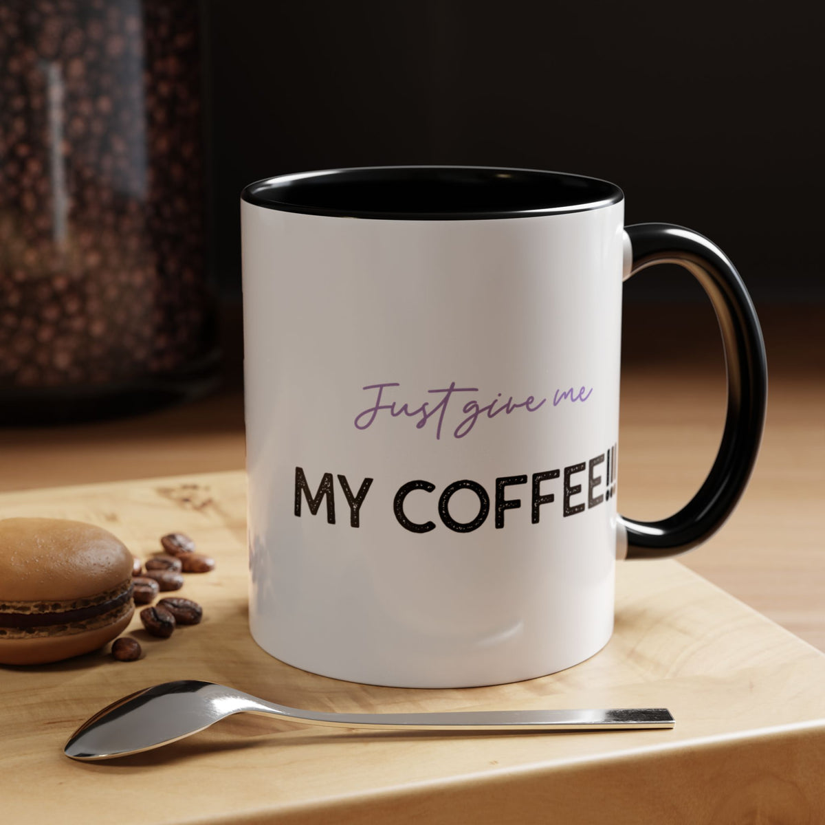 Just Give Me My Coffee!!! Accent Mug — Panda Coffee Lover Gift (11/15oz)