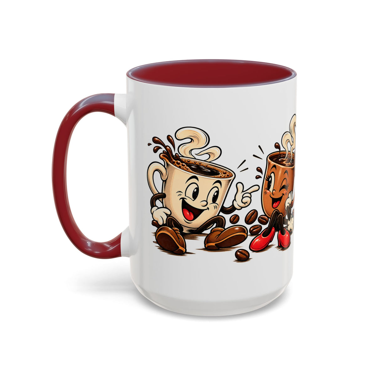 Coffee Cartoon Mug — Cute Dancing Coffee Cups Accent Mug