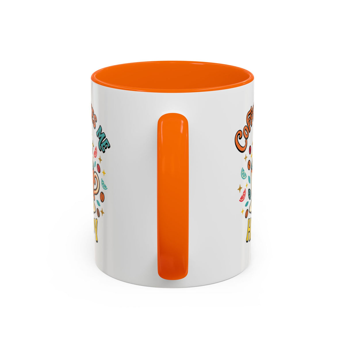 Coffee Mug — "Coffee Makes Me Happy" Cute Retro Accent Mug (11/15oz)