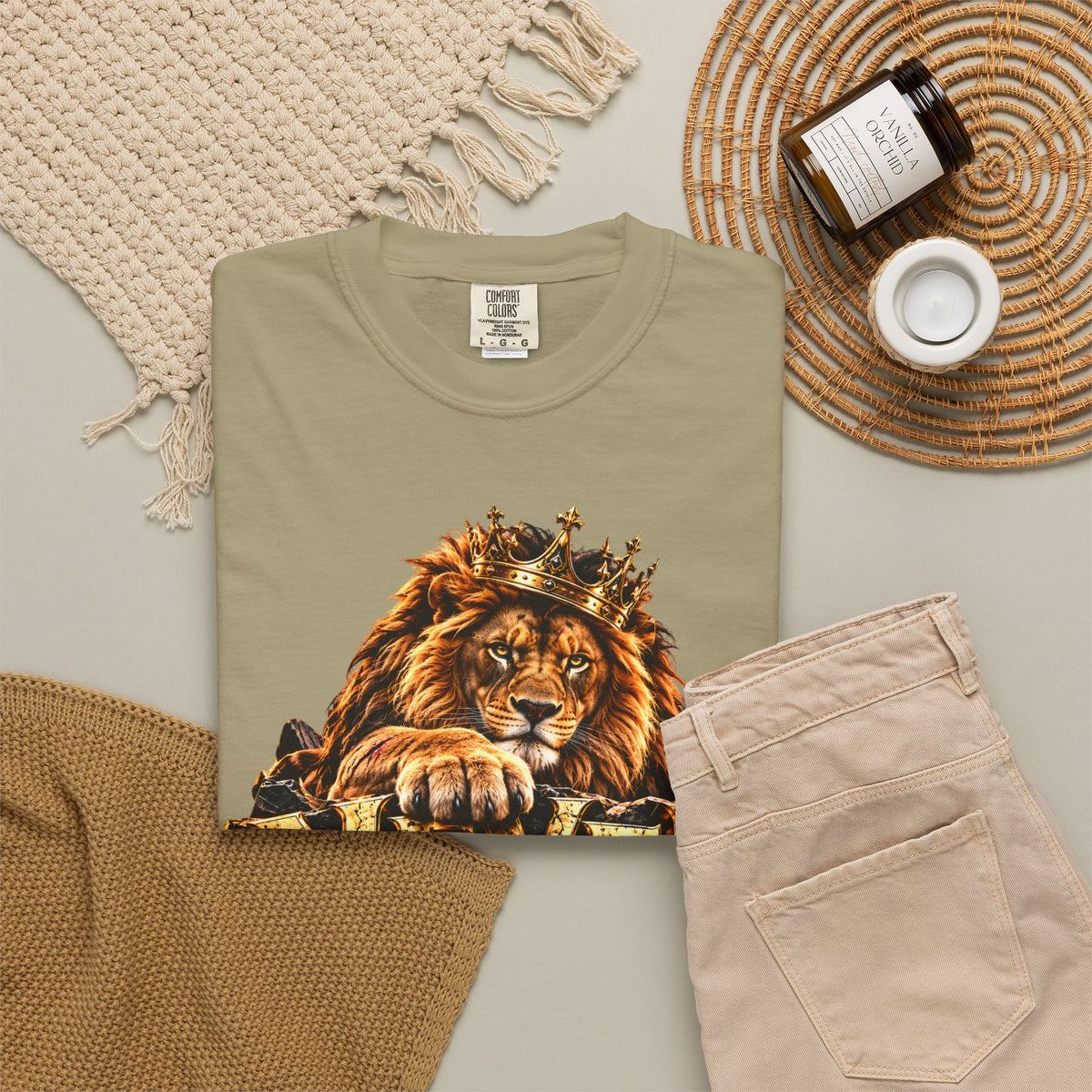 Lion Graphic T-Shirt — "Never Give Up: Great Things Take Time" Motivational Tee