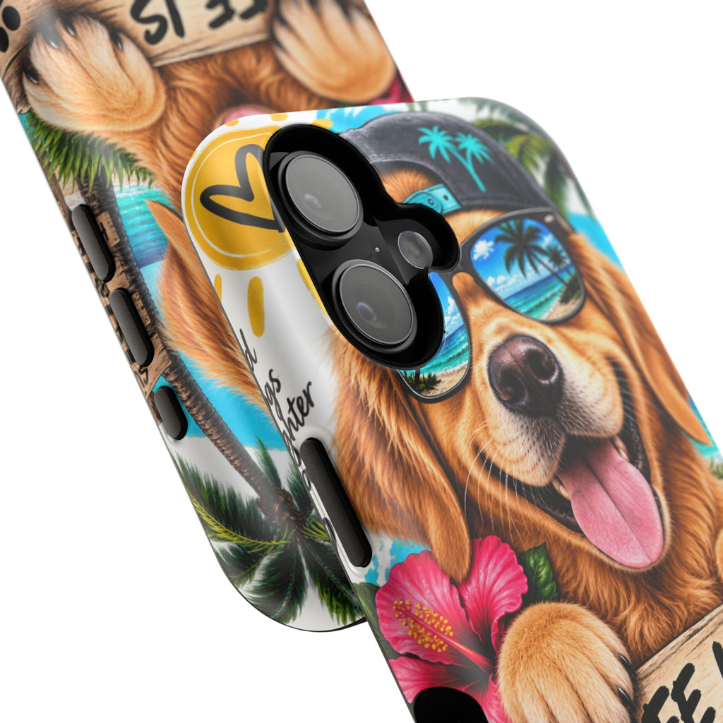 Impact-Resistant Phone Case — "Life Is Better With a Dog" Tropical Dog Design