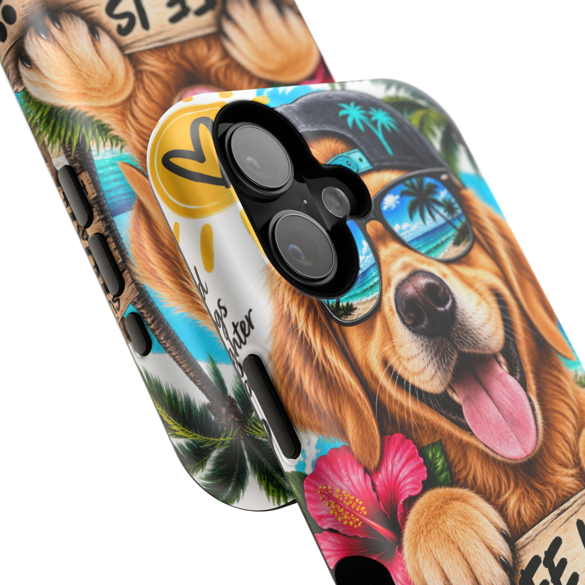 Impact-Resistant Phone Case — "Life Is Better With a Dog" Tropical Dog Design