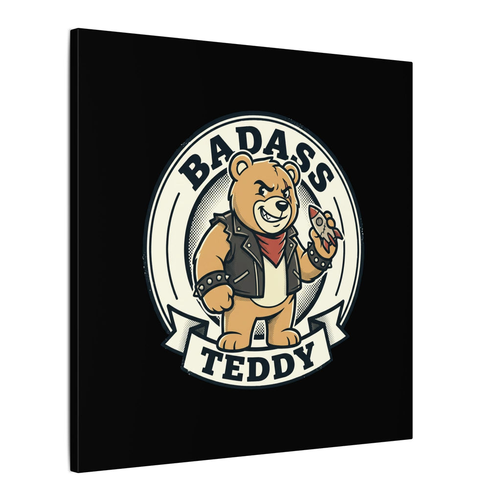Badass Teddy Canvas Wall Art — Edgy Teddy Bear Stretched Matte Print