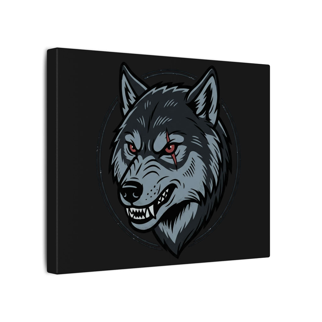 Wolf Head Canvas Wall Art — Fierce Gray Wolf Portrait Matte Stretched