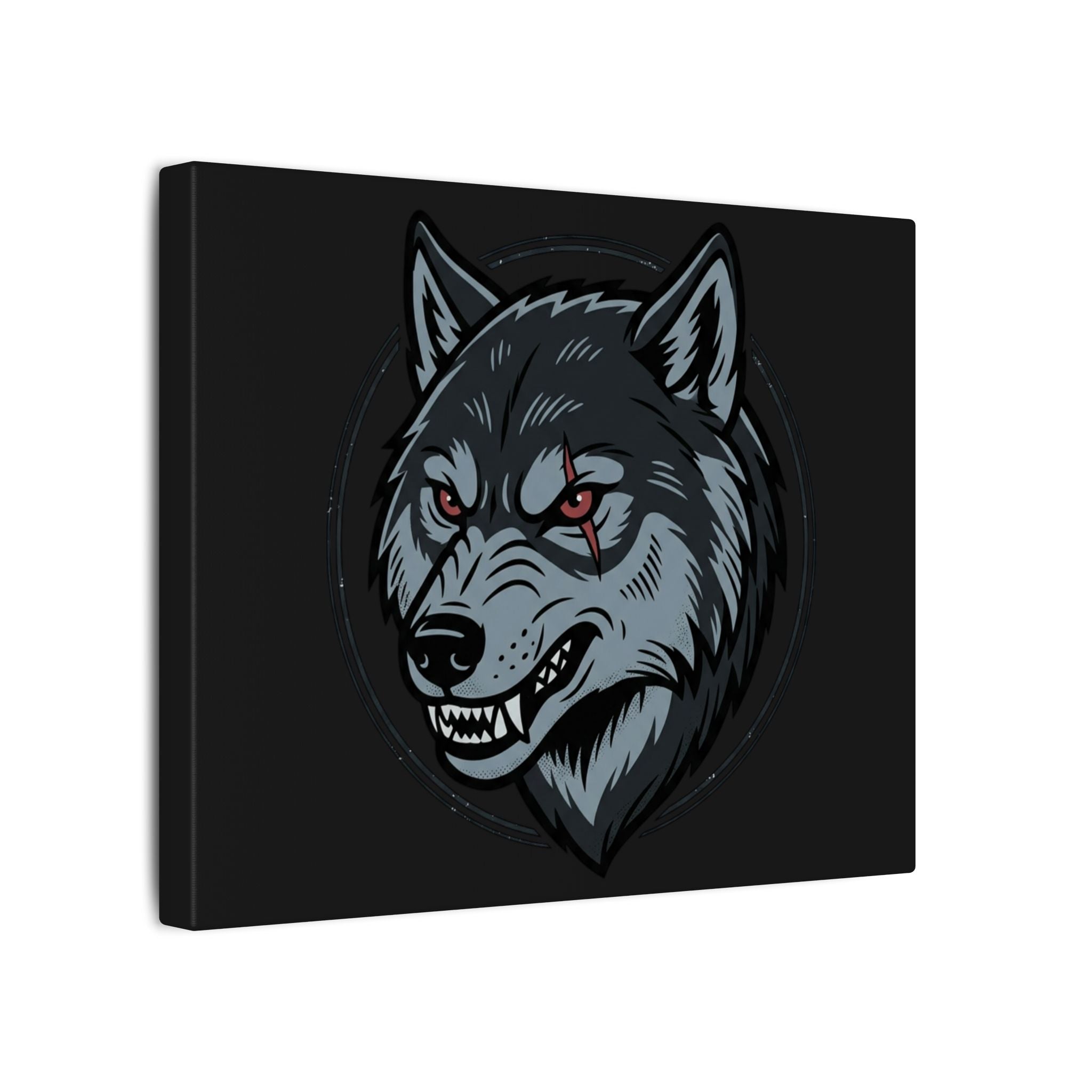 Wolf Head Canvas Wall Art — Fierce Gray Wolf Portrait Matte Stretched