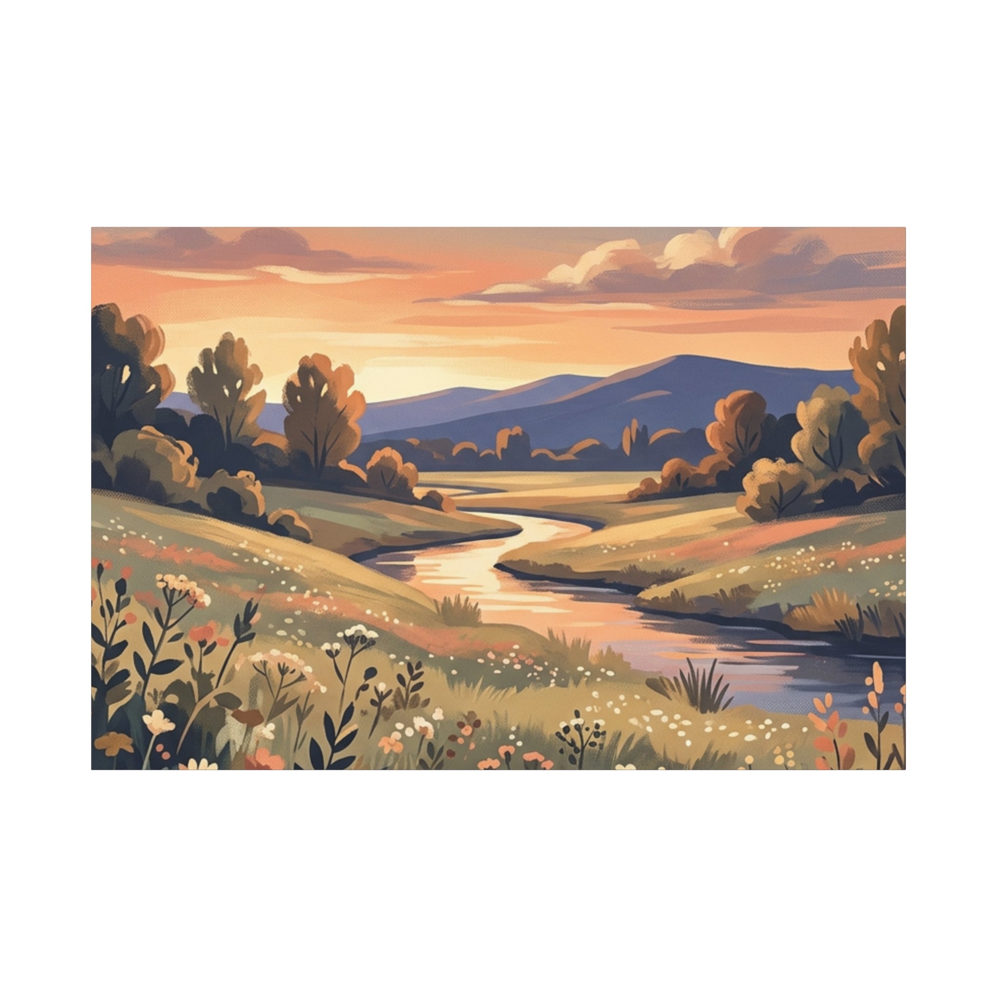 Sunset Meadow Canvas Wall Art