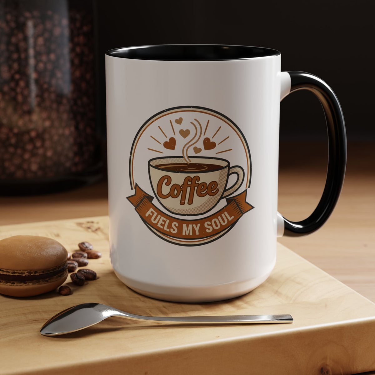Coffee Mug - "Coffee Fuels My Soul" Accent Ceramic Mug (11/15oz)