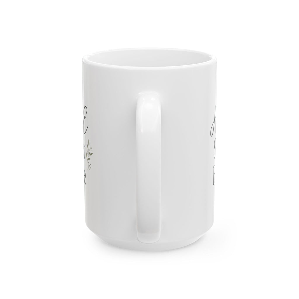 Home Sweet Home Ceramic Mug — Cozy Script Coffee Cup (11oz & 15oz)